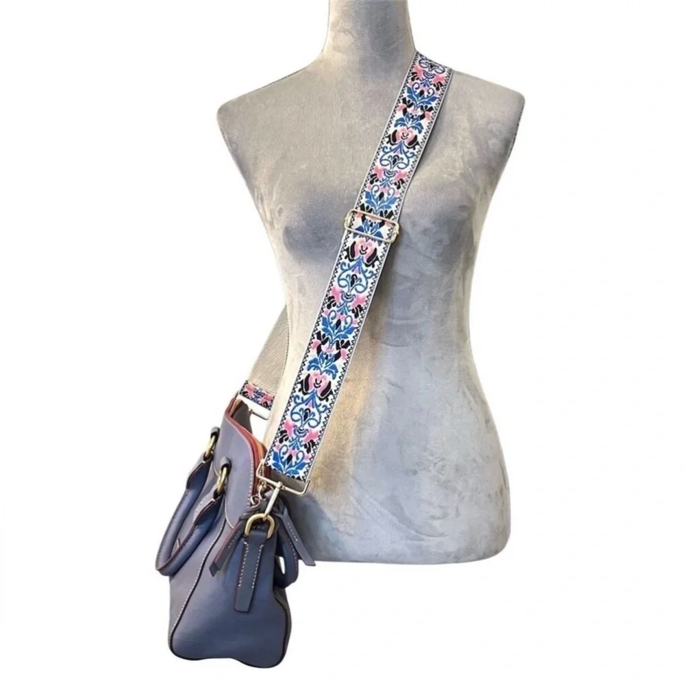 Boho Floral Embroidered Crossbody Bag Strap Multicolor Adjustable Hippie